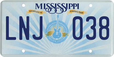 MS license plate LNJ038