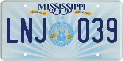 MS license plate LNJ039