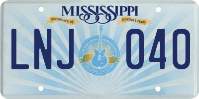 MS license plate LNJ040