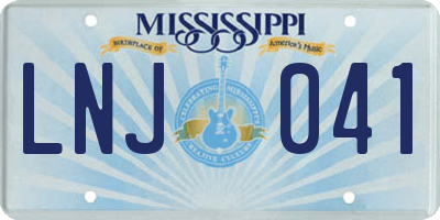 MS license plate LNJ041