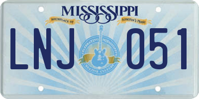 MS license plate LNJ051