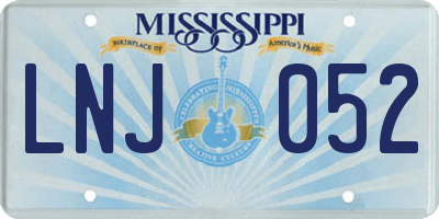 MS license plate LNJ052