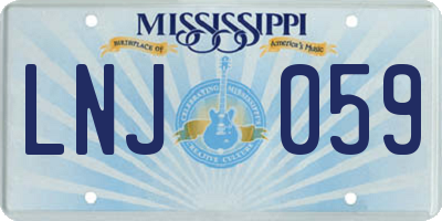 MS license plate LNJ059