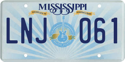 MS license plate LNJ061