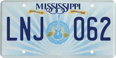 MS license plate LNJ062