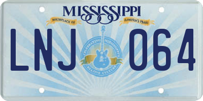 MS license plate LNJ064