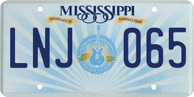 MS license plate LNJ065