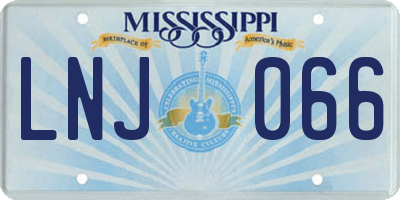MS license plate LNJ066