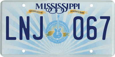 MS license plate LNJ067