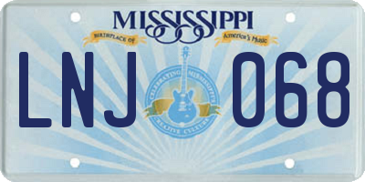 MS license plate LNJ068