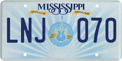 MS license plate LNJ070
