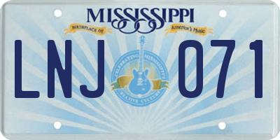 MS license plate LNJ071