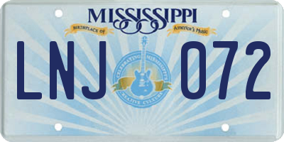 MS license plate LNJ072