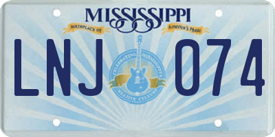 MS license plate LNJ074