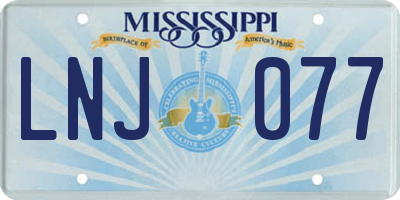 MS license plate LNJ077