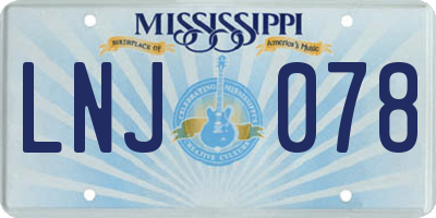 MS license plate LNJ078