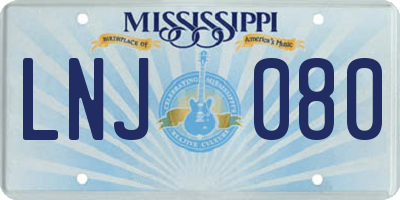 MS license plate LNJ080