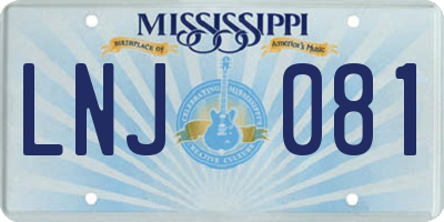 MS license plate LNJ081