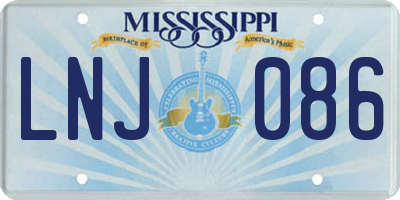 MS license plate LNJ086