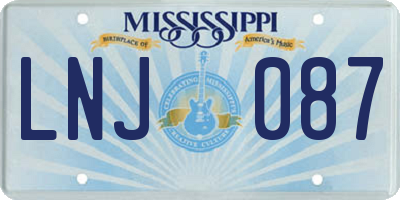 MS license plate LNJ087