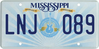 MS license plate LNJ089