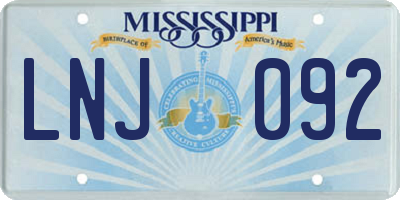 MS license plate LNJ092