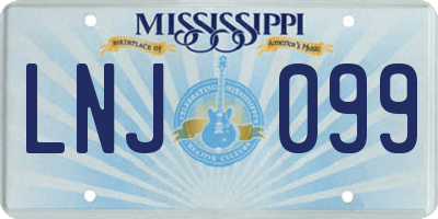 MS license plate LNJ099