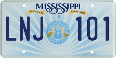 MS license plate LNJ101