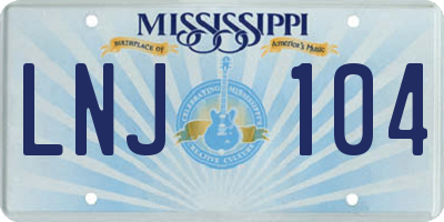 MS license plate LNJ104