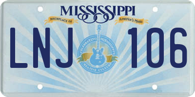 MS license plate LNJ106