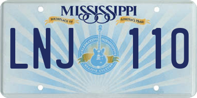 MS license plate LNJ110