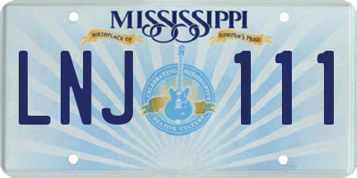 MS license plate LNJ111