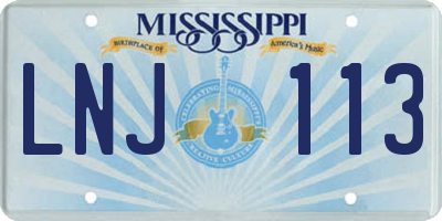 MS license plate LNJ113