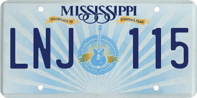 MS license plate LNJ115