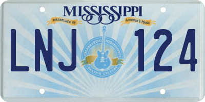 MS license plate LNJ124