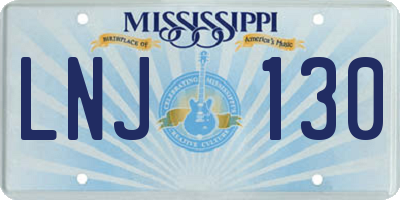 MS license plate LNJ130