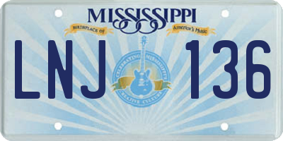 MS license plate LNJ136