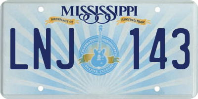 MS license plate LNJ143
