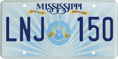 MS license plate LNJ150