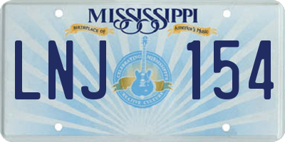 MS license plate LNJ154