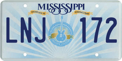 MS license plate LNJ172
