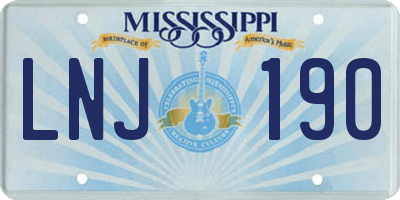 MS license plate LNJ190