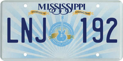 MS license plate LNJ192