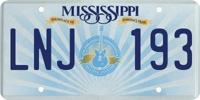 MS license plate LNJ193