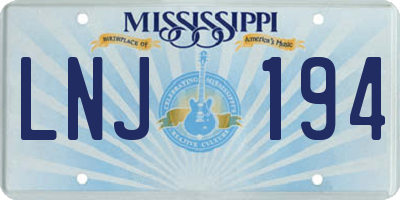 MS license plate LNJ194