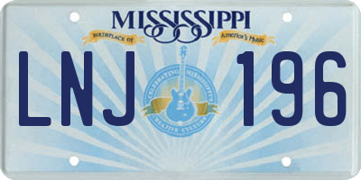 MS license plate LNJ196