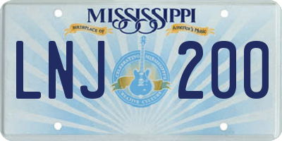 MS license plate LNJ200