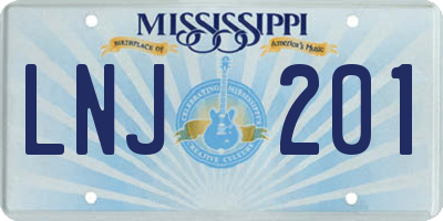 MS license plate LNJ201