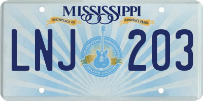 MS license plate LNJ203