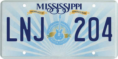 MS license plate LNJ204
